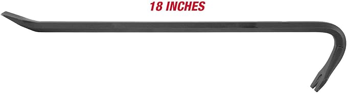 GreatNeck WR18 18-Inch Wrecking Bar, Pull Nails and Pry Apart Wood, Useful Tool for Every Home Owner, Goose-Necked Body for Max Leverage, Nail Puller & Chisel Ends, Drop Forged Steel Body