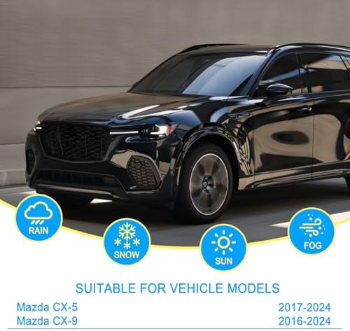 CJPPPZIW® Windshield Wipers-24"+18"+14" Replacement for 2017-2024 Mazda CX-5 CX5/2016-2024 CX-9 CX9 OEM Quality Premium All-Season Front Rear Wiper Blades (Pack of 3)