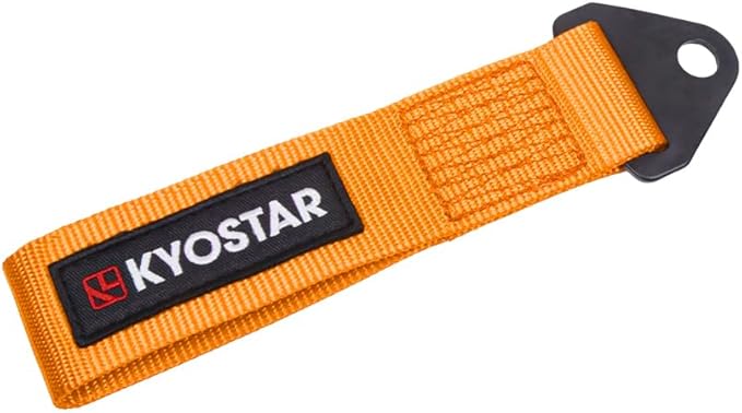 Kyostar Universal Racing Tow Strap for Front or Rear Bumper Towing Hooks, High Strength Tow Straps, Upgrade Version (Orange)