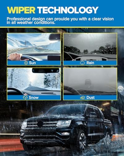 PHILTOP 24" 21" 14"Windshield Wiper Blades Replacement for 2003-2008 Pilot Premium All Weather Front Rear Wipers Set (Pack of 3)