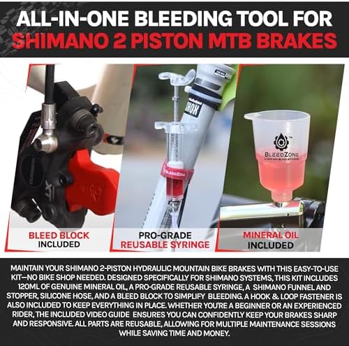 BleedZone Mineral Oil Brake Bleeder Kit Compatible with Shimano, 120ml