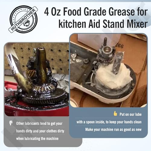 4 Oz Food Grade Grease for Kitchen Aid Stand Mixer - by Huthbrother, Universally for Kitchen Stand Mixer, Mixer Gear Attachments, Include Gasket 9709511 4162324 with Spatula