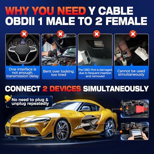 Autel Original OBD2 16 Pin OBDII Y Splitter Extension Adapter Cable