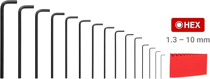 TEKTON Flat End Hex L-Key Set with Holder, 15-Piece (1.3-10 mm) | KLX91205