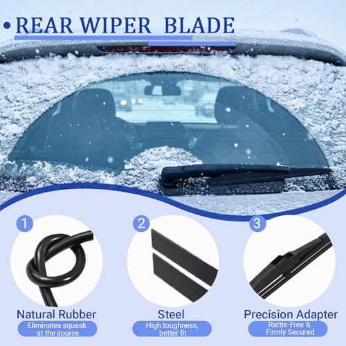 KAIYI 12" Rear Wiper Blade Automotive Back Windshield Wiper Replacement