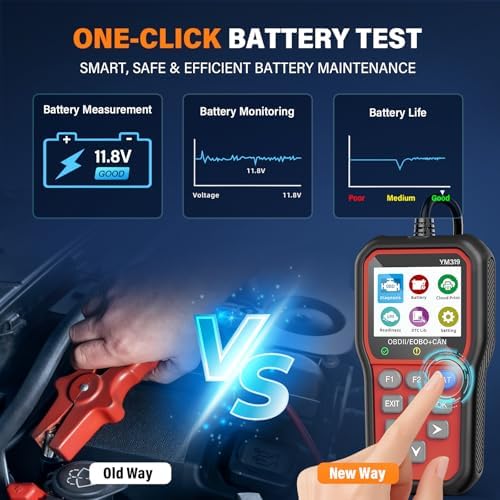 BluSon YM319 OBD2 Scanner Diagnostic Tool with Battery Tester, Scan Tool