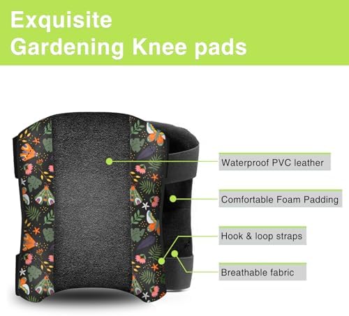 Garden Knee Pads for Women, Lightweight Waterproof KneePads for Gardening, Anti Slip Leather Foam Padding Kneeling Pads for Flooring and Carpet Cleaning, House work, Gardening Maintain, Knee Protector, Butterfly