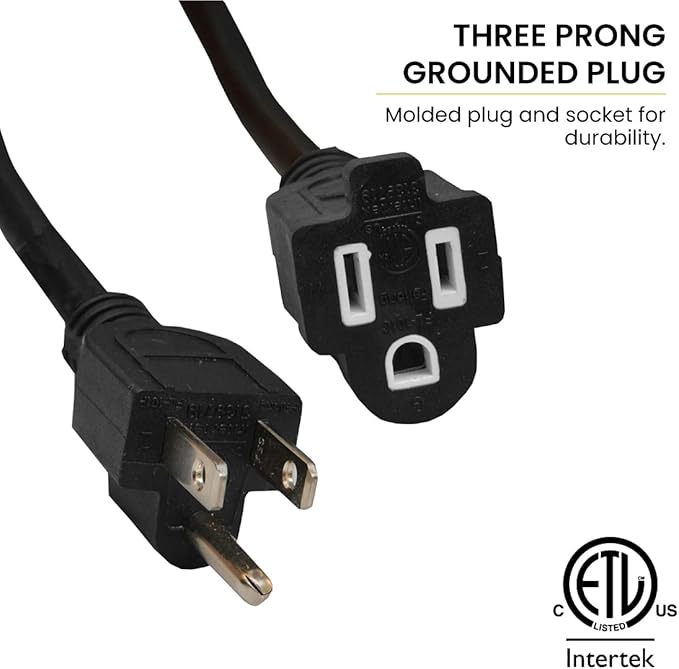 Go Green Power Inc. (G-14025BK) 12/3 SJTW Outdoor Extension Cord, Black, 25 ft