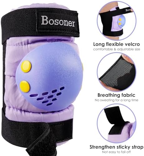 BOSONER Kids/Youth Knee Pad Elbow Pads for Roller Skates Cycling BMX Bike Skateboard Inline Rollerblading, Skating Skatings Scooter Riding Sports