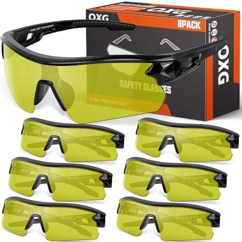 OXG 6 Pack Safety Glasses for Men Women, ANSI Z87.1 Protective Eyewear