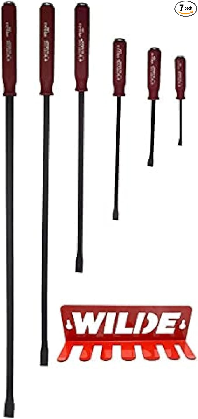 Wilde Tool HPB7/DB 7 Piece Hard Cap Pry Bar W/Rack Set