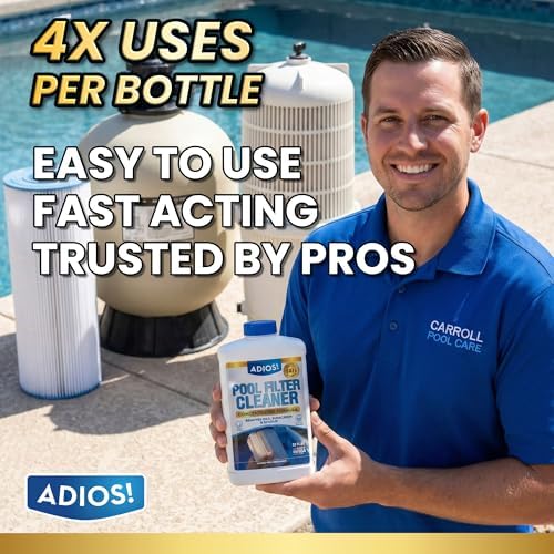 Pool Filter Cleaner for Cartridge DE and Sand, 4X Enzyme Soak - 32oz