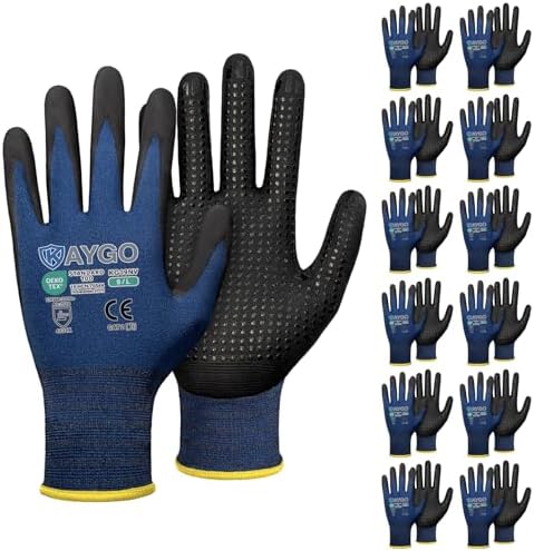 KAYGO MicroFoam Nitrile Coated Work Gloves, Non-Slip Micro-Dots, KG19N
