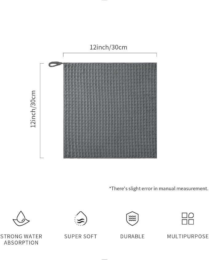 watchget Microfiber Cleaning Cloth,Barista Micro Cloth 4 Pack-Microfiber Barista Towels Espresso Towel Espresso Machine Cloths, Steam Wand Cloth, Kitchen Cleaning Cloth Waffle Weave Dark Grey(12"x12")