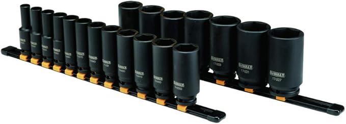 DEWALT Deep Impact Socket Set, 1/2 in Drive SAE, 6 PT, 19 Piece (DWMT19239)