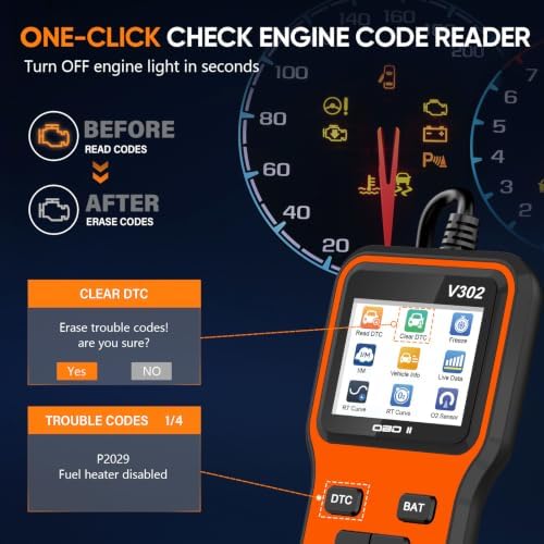 OBD2 Scanner & Engine Code Reader, Car Scanners with Battery Tester