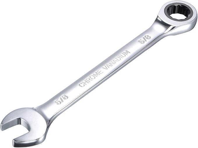 uxcell 5/8 Inch Ratcheting Combination Wrench SAE 72 Teeth 12 Point Ratchet Box Ended Spanner Tools, Cr-V