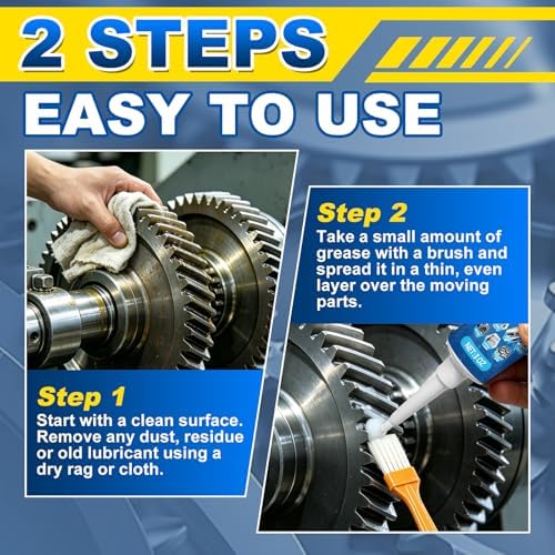 White Lithium Grease, Multi-Purpose Garage Door Lubricant with Brush, Bike Grease for Hinges, Bearings, Gears, Track Rail, for Household, Automotive, Industrial - Waterproof & Heat-Resistant - 3oz/85g