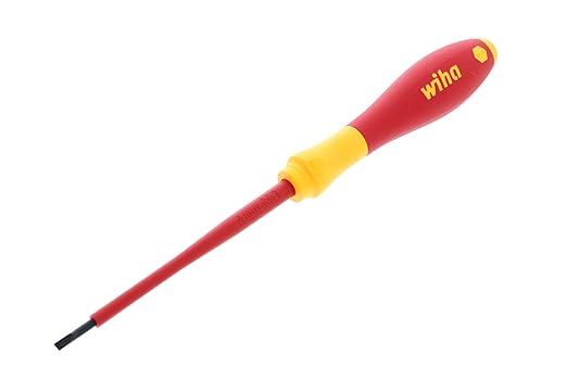 Wiha Tools Ins Screwdriver, Slotted, 1/8x4 in, Round, Red and Black, One Size (32012)