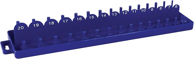 Performance Tool W778 Metric Socket Holder, 3/8-Inch Drive, Holds 30 Sockets, Pre-Marked for Easy Viewing, for Standard and Deep Wall Sizes