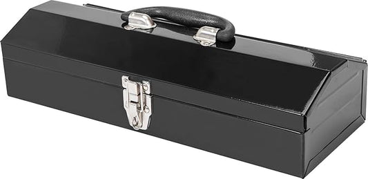 Torin ATB102B 16" Hip Roof Style Portable Steel Tool Box with Metal Latch Closure, Black