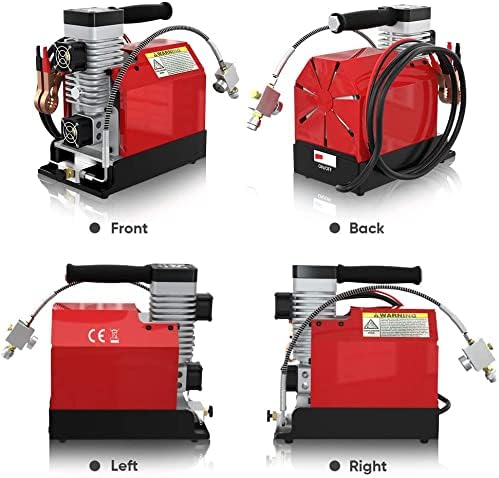 GX PUMP GX-E-CS2 Portable PCP Air Compressor, 4500Psi/30Mpa, Oil-Free,Powered by Car 12V DC or Home 110V AC with Converter (Included), Paintball Tank Compressor with Extra Moisture-Oil Separator