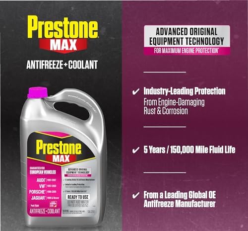 Prestone MAX Euro Pink 50/50 Antifreeze Automotive Coolant, Pack of One
