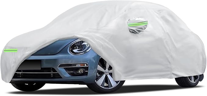 Car Cover Custom Fit for Volkswagen Beetle 2 Door 1998-2019, Migaven Waterproof Full Exterior Cover Sun Rain Protection with Door Zipper and Cotton Lining