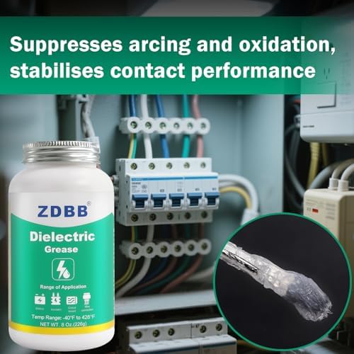 ZDBB Dielectric Grease for Automotive Electrical Connectors, Electric Silicone Paste with a Brush, Di Electric Grease Spark Plug, Battery Terminal, Wiring, Marine Against Salt Corrosion 8 oz (1pcs)