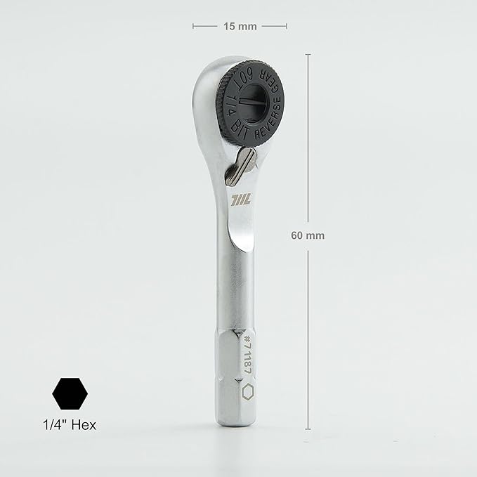 711L Hex End EDC Ratchet Wrench - Accessory for Multitools with 1/4" Hex Bits Adapters - Compatible with 1/4 Inch Socket Extensions