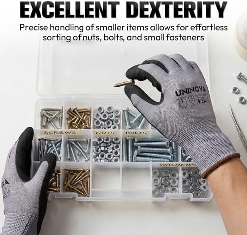 Work Gloves, Sandy Nitrile Coated, Gripped Glove for Men Women