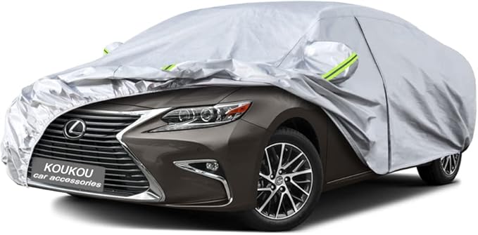 Koukou 6 Layers Car Cover Custom Fit Lexus ES250/300/330/350 from 1991 to 2025, Waterproof All Weather for Automobiles, Sun Rain Dust Snow Protection. (Ship from US Warehouse, Arrive Within 3-7 Days)