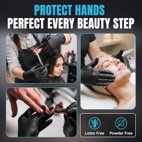 Nitrile Gloves 5 Mil Disposable Latex Black Nitrile Gloves Large