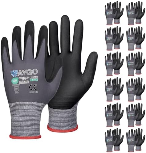 KAYGO Safety Work Gloves, MicroFoam Nitrile Coated, Men Women,KG18N