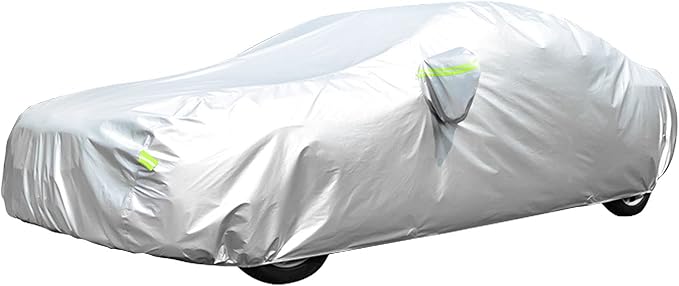 Waterproof Car Cover All Weather Snowproof UV Protection Windproof Outdoor Full car Cover, Universal Fit for Sedan (Fit Sedan Length Length 192"-208", Silver)
