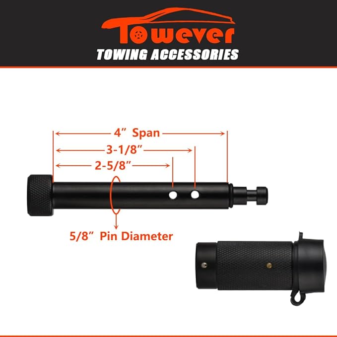 83522 5/8 inch Trailer Hitch Locking Pin, Solid Steel Tow Hitch Lock with Anti Rattle O-Rings Fits Class III IV V 2 inches and 2-1/2 inches Receiver