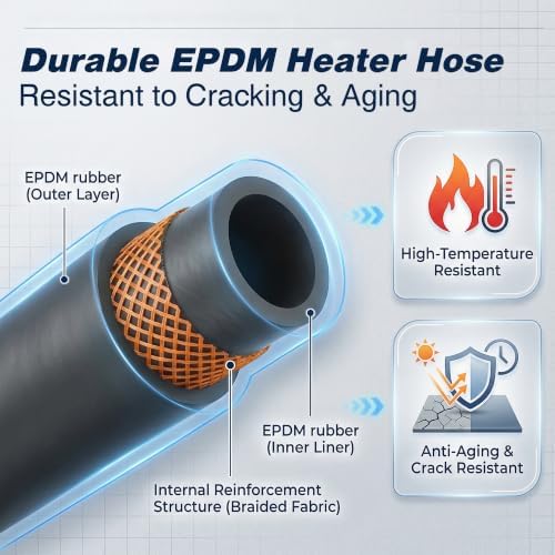 25FT 1/4" Heater Hose with 4 Clamps, EPDM Rubber Coolant Radiator Hose