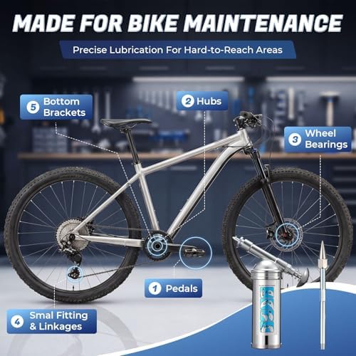 Mini Grease Gun Kit with Bicycle Grease, Extension Tube and Precision Nozzle, 100g Bike Greases for Pedals, Bearings, Hubs, Bottom Brackets, Refillable with 3 oz Cartridges