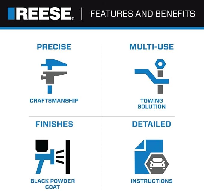 Reese Towpower 7005100 Interlock Trailer Hitch Ball Mount Security Kit, Fits 2 Inch Square Receiver, 2 Inch Drop, 0.75 Inch Rise, 6,000 lbs. Capacity