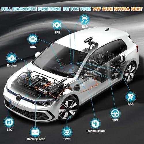 ANCEL BD500 Bluetooth Diagnostic Scan Tool for VW Audi Seat Skoda Diagnosis, Full Systems Volkswagen OBD2 Scanner Vag Car Code Reader with Battery Check EPB Reset for iPhone, iPad & Android