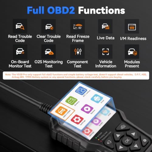 VDIAGTOOL VD30 Pro OBD2 Scanner, Check Engine Code Reader with Live Data