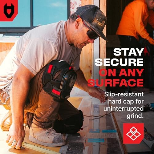 NoCry Professional Work Knee Pads for Men Construction with Ankle Support and Heavy Duty Anti-Slip Cap — Foam Cushion and Extra Thick Gel Padding — Reinforced Thigh & Shin Straps