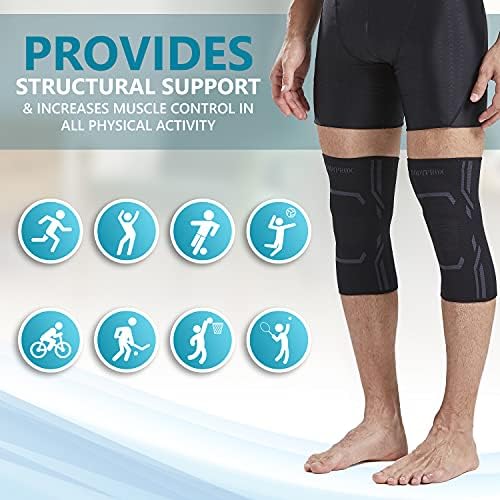 Bodyprox Knee Compression Sleeve for Men and Women (2 Pack), Knee Support Brace for Running and Work out (X-Large)…