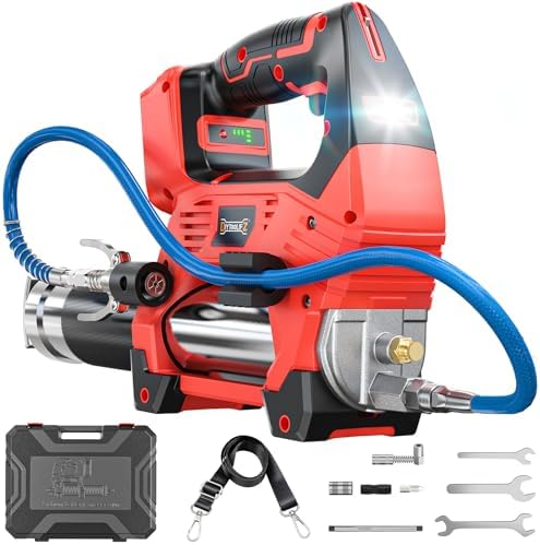 DIYtoolifz Cordless Grease Gun Compatible with Milwaukee 18V Battery, 12000PSI High Pressure, 3-Speed&Brushless Motor, 9oz/min Flow, 2-in-1 for Cartridge/Bulk Grease, 39.4”Hose&4 Couplers(Tool Only)