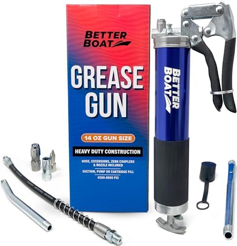 Manual Grease Gun Kit, 14 Oz Cartridge, Pistol Grip, Marine Wheel Bearing