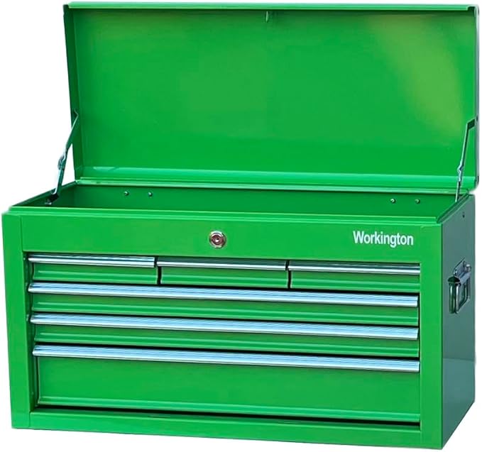 Workington Portable Metal Tool Chest with 6 Drawers, 24" 6-Drawer Tool Chest Cabinet with Ball Bearing Drawer Slides, Steel Tool Storage Box Organizer 4005 Green
