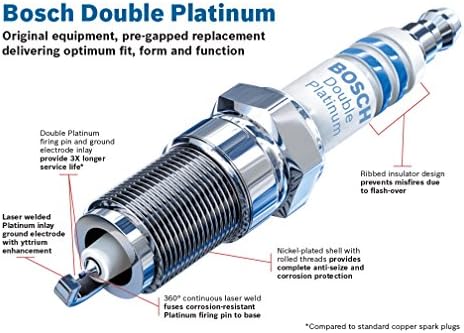 BOSCH 8105 OE Fine Wire Double Platinum Spark Plug - Pack of 4