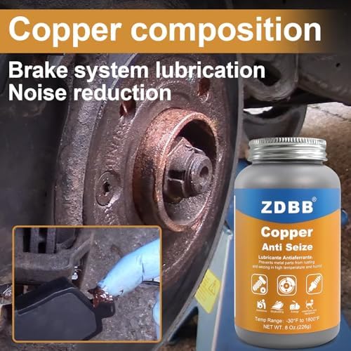 ZDBB Copper Anti-Seize Lubricant Anti Seize Compound for Spark Plugs, Brake Pads, Thread and Nuts Automotive High Temp Antiseize Grease Copper Paste with Brush Top Bottle,8oz