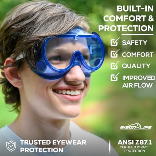 BISON LIFE Kids Safety Glasses, Anti Scratch Protective Eyewear, ANSI Z87.1