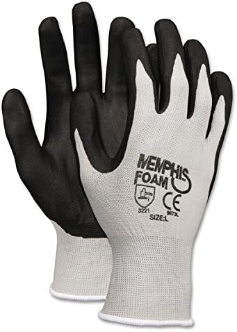 MCR Safety 9673 NXG 13 Gauge Gray Nylon Black Nitrile Foam Coated Palm, Work Gloves (12 Pair) (Large)